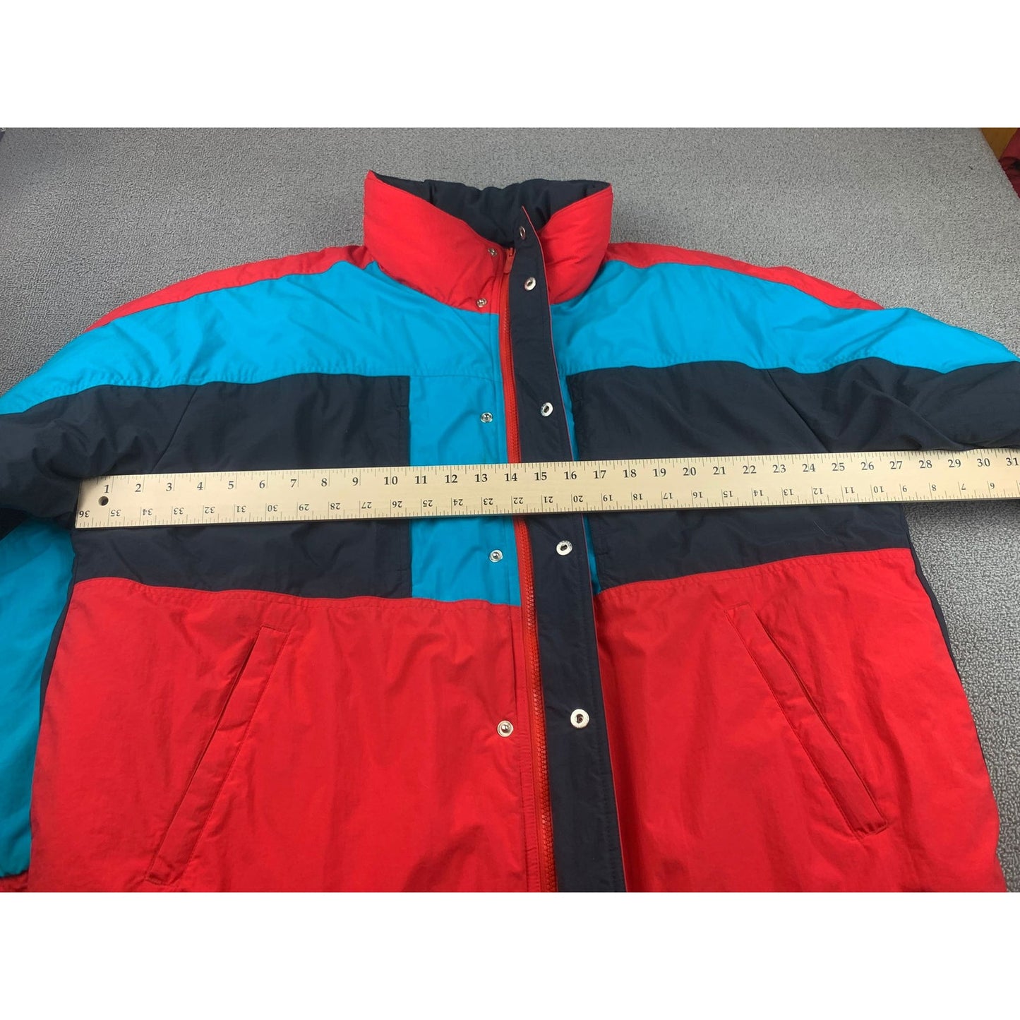 Vintage Profile Mens Extra Large Red Blue Black Ski Puffer Jacket Coat