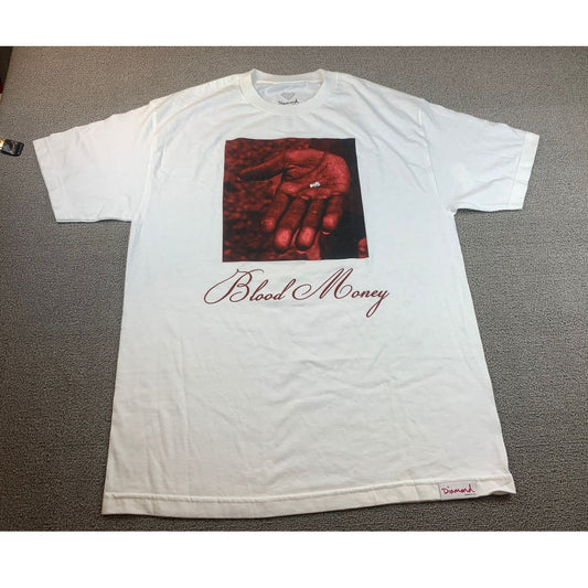 Diamond Supply Co. Men's Large White Lil Wayne Blood Money Graphic Tee Casual