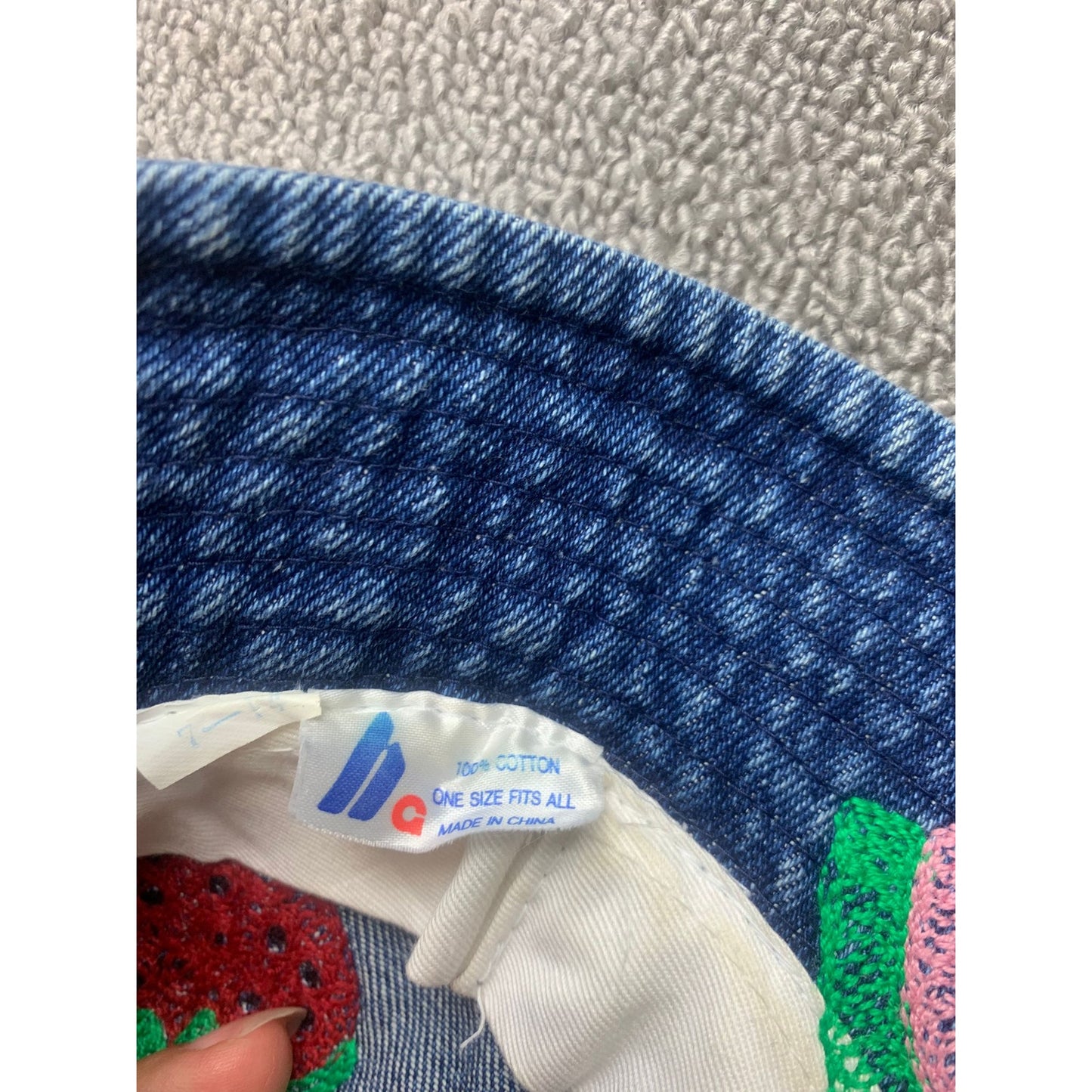 Unbranded One Size Blue Denim Fruit Bucket Hat Casual Retro