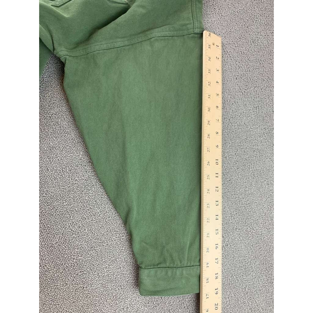 We The Free Women S Green Utility Chore Jacket Button Front Pockets 100% Cotton