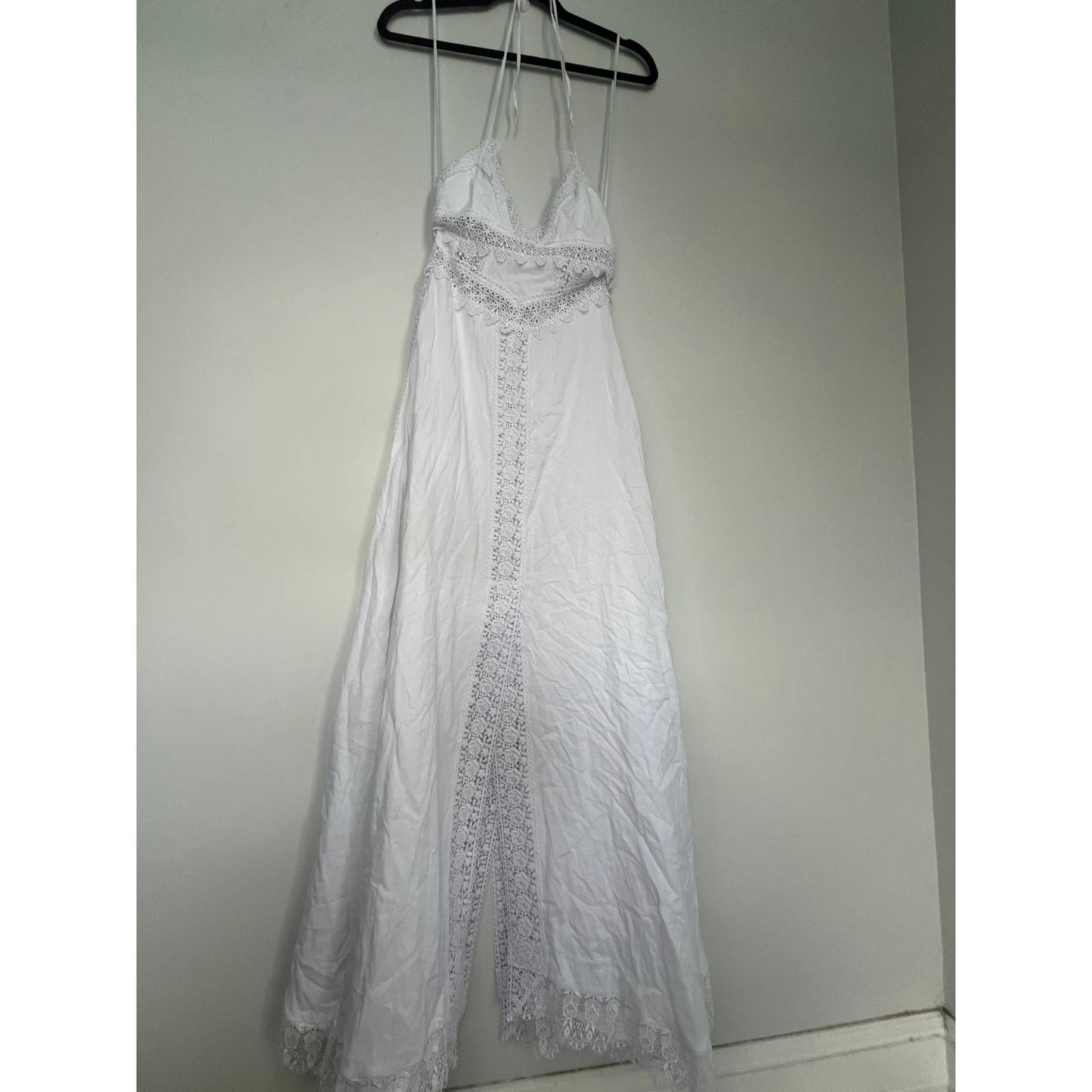 Charo Ruiz Ibiza Lace Maxi Dress Women XS White Boho Eyelet Summer Beach