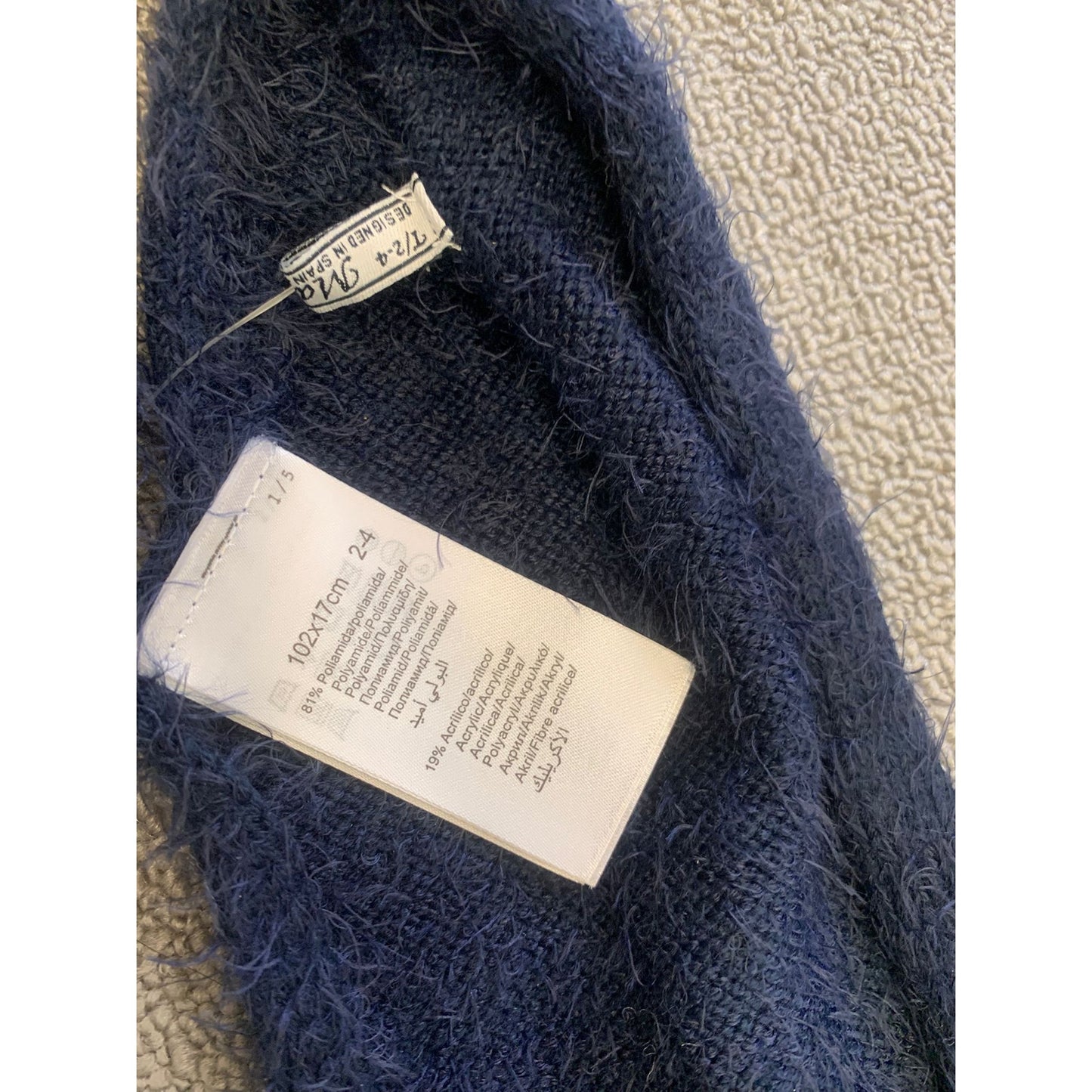 Mayoral Kids 2-4 Blue Fuzzy Pompom 3 in 1 Set Hat Scarf Mitten NWT