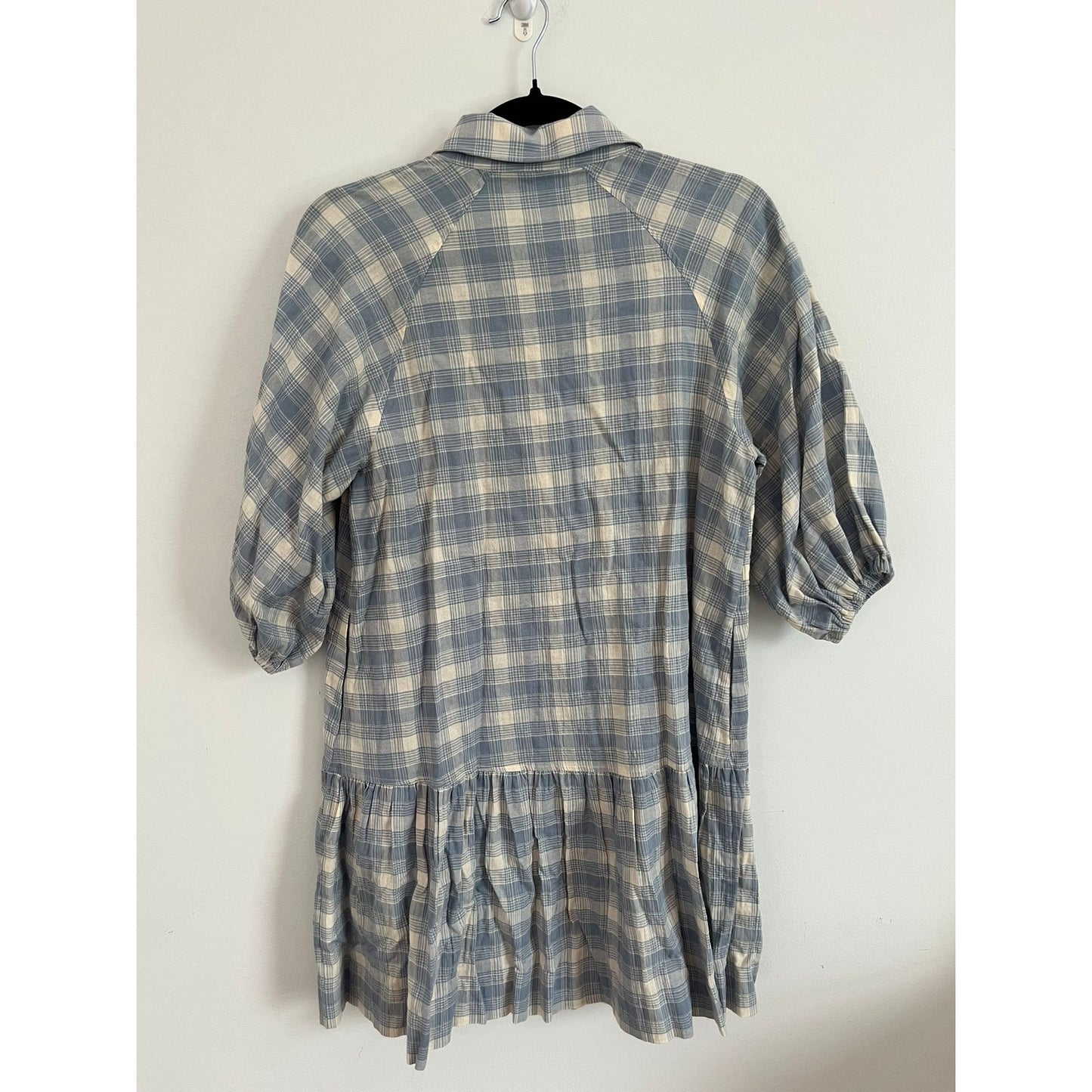 Jonathan Simkhai Dress Women XS Blue Plaid Half Sleeve Drop Waist Tunic NWT
