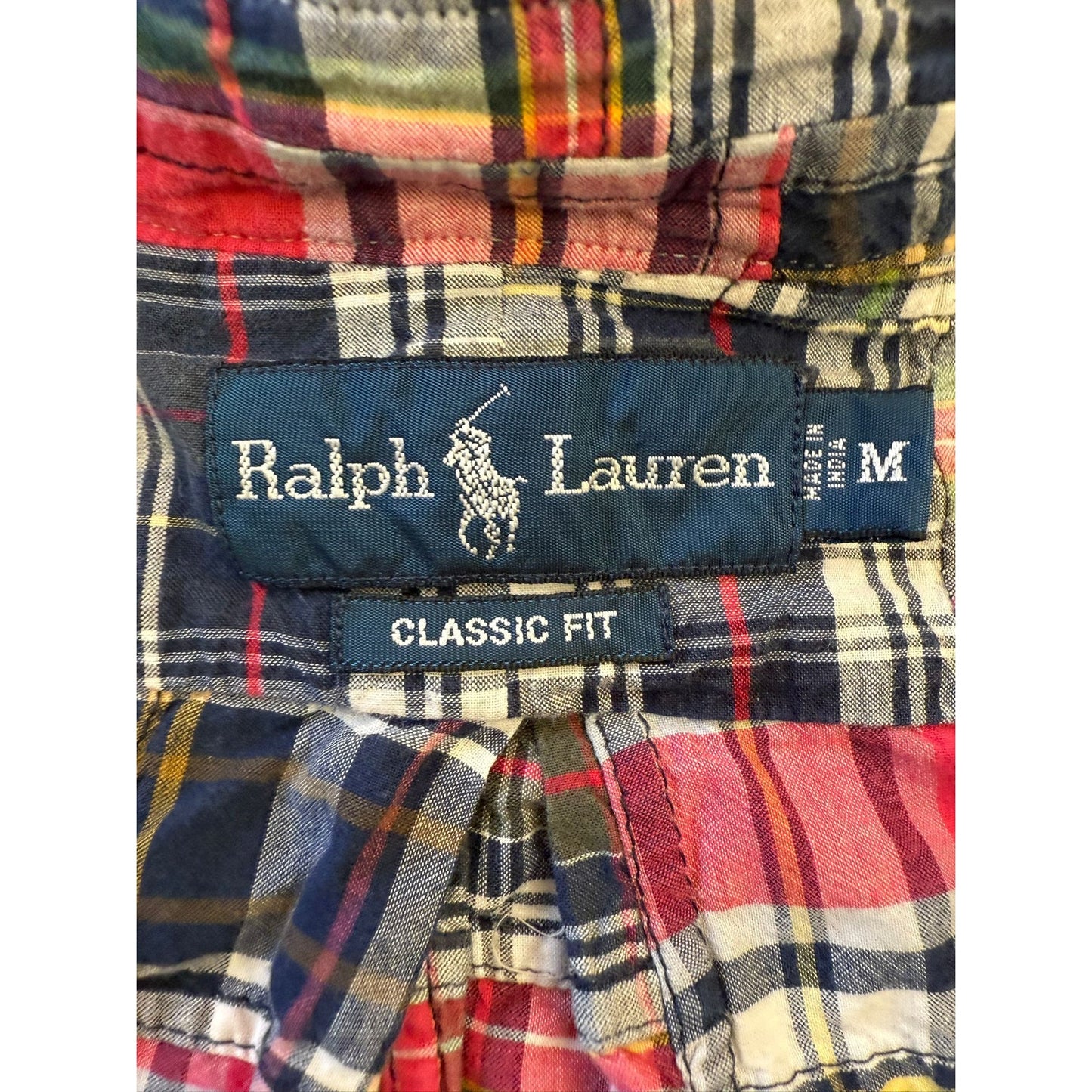 Ralph Lauren Men Medium Classic Fit Plaid Button Down Shirt Patchwork