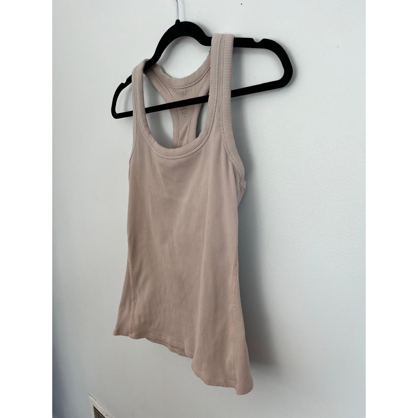 Alo Yoga Ribbed Tank Top Women M Pink Racerback Seamless Workout Active