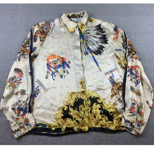 VTG Marina Sitbon Kamosho Blouse Womens Silk Viscose Baroque Pint France Made