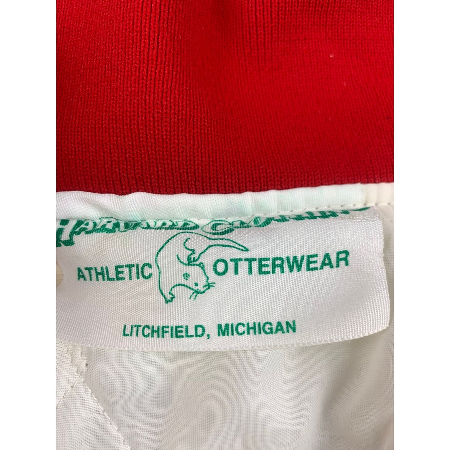 Athletic Otterwear Women's Medium White Red Vintage Bomber Jacket