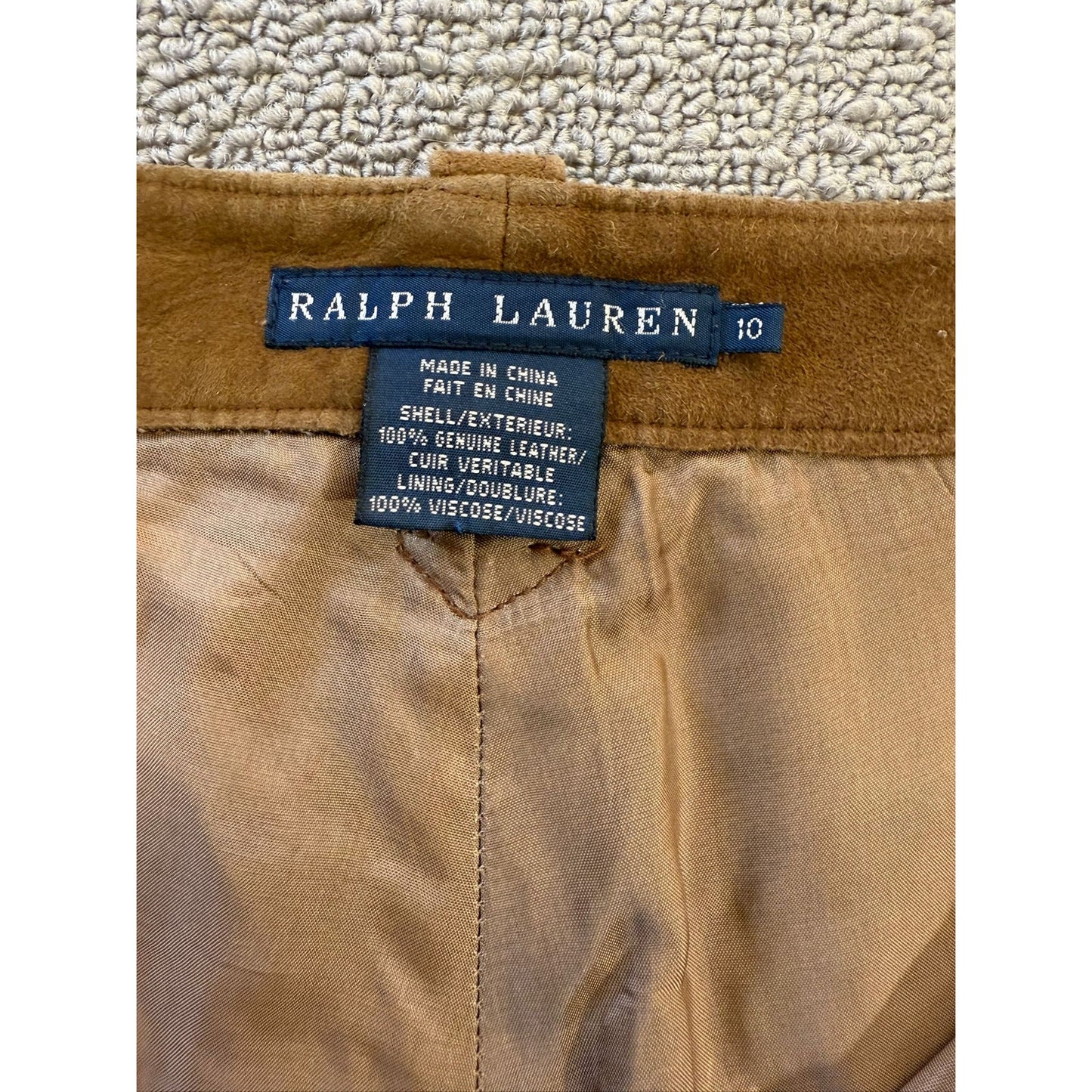 Ralph Lauren Women’s Suede Leather Pants 10 Brown Bootcut Flare Y2K Vintage.