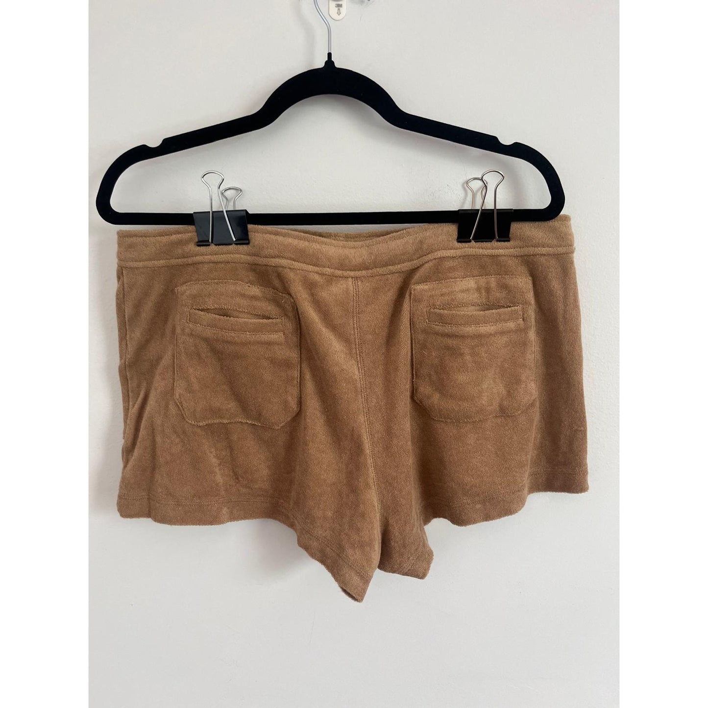 Tory Burch Velour Lounge Shorts Womens Small Logo Drawstring Terrycloth Brown