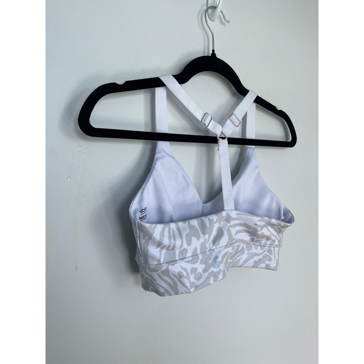Good American Sports Bra Women Size 2 White Leopard Print Stretch Crossback