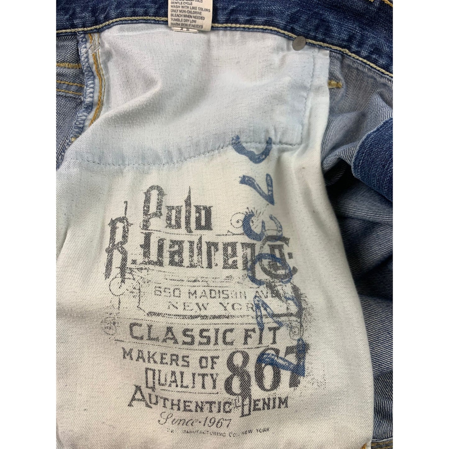 Polo Ralph Lauren Men's 48B/30 Blue Ashmore Original Straight/ Wide Leg Jeans