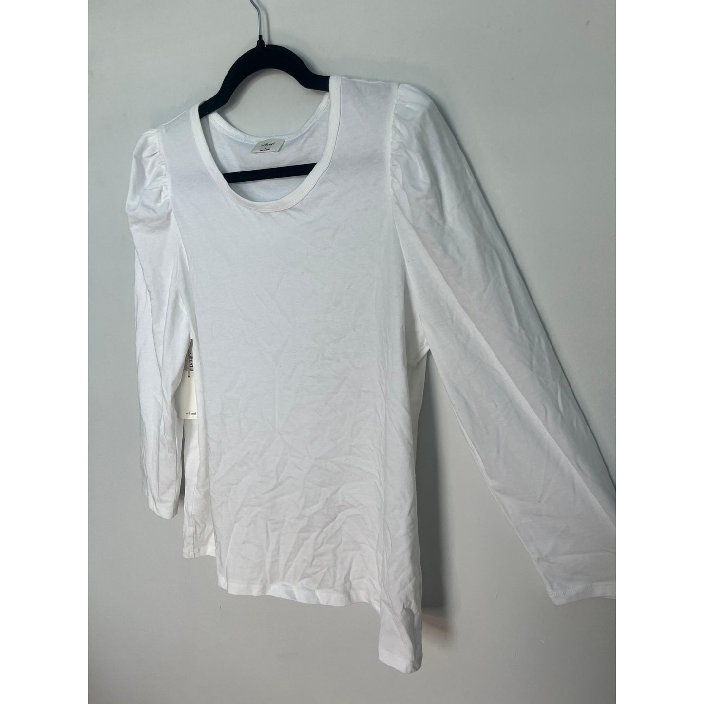 Wilfred Puff Sleeve Tee Shirt Women L White Cotton Blouse Minimalist NWT