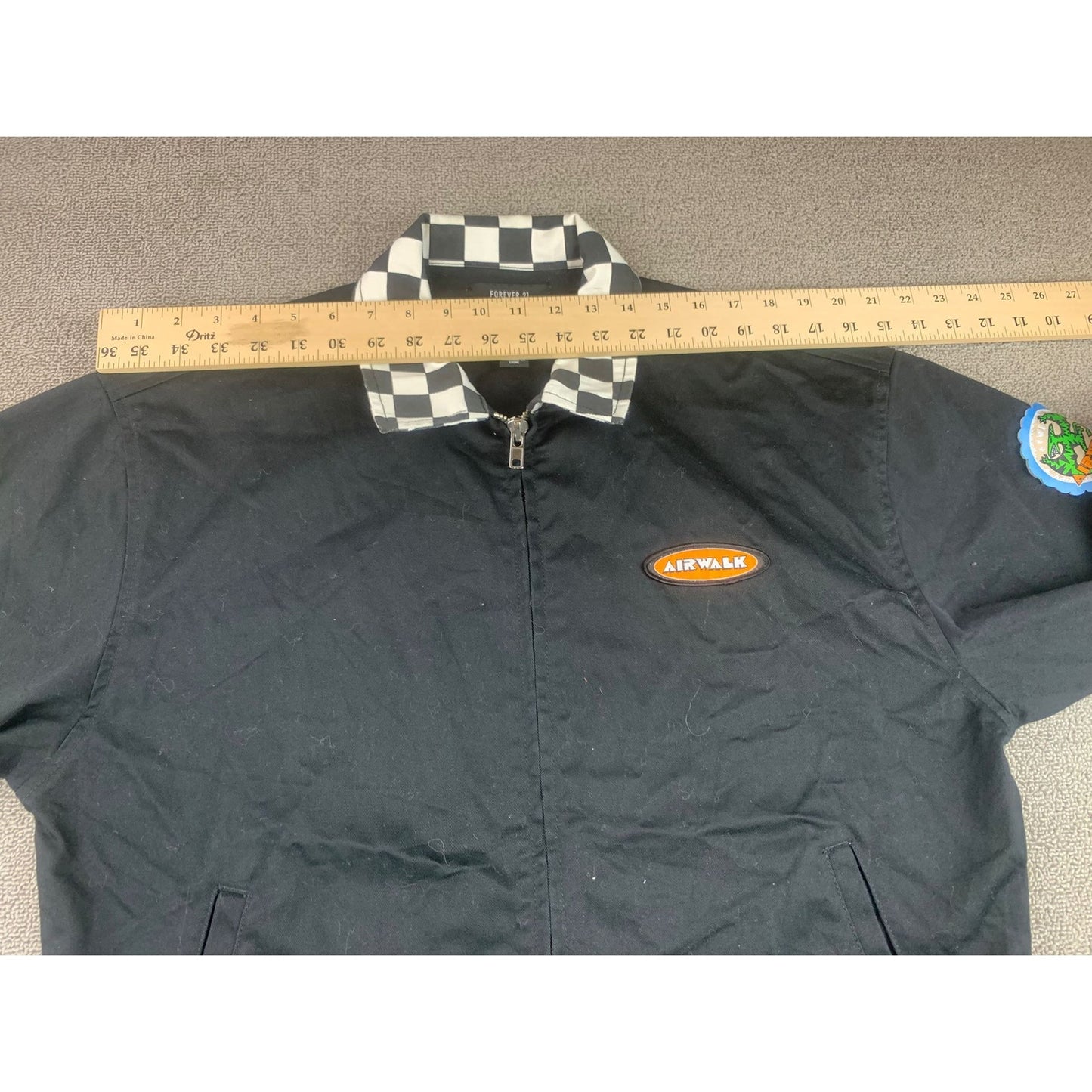 Airwalk x Forever 21 Men's S Skater Jacket Checkered Color with Graphic Patches