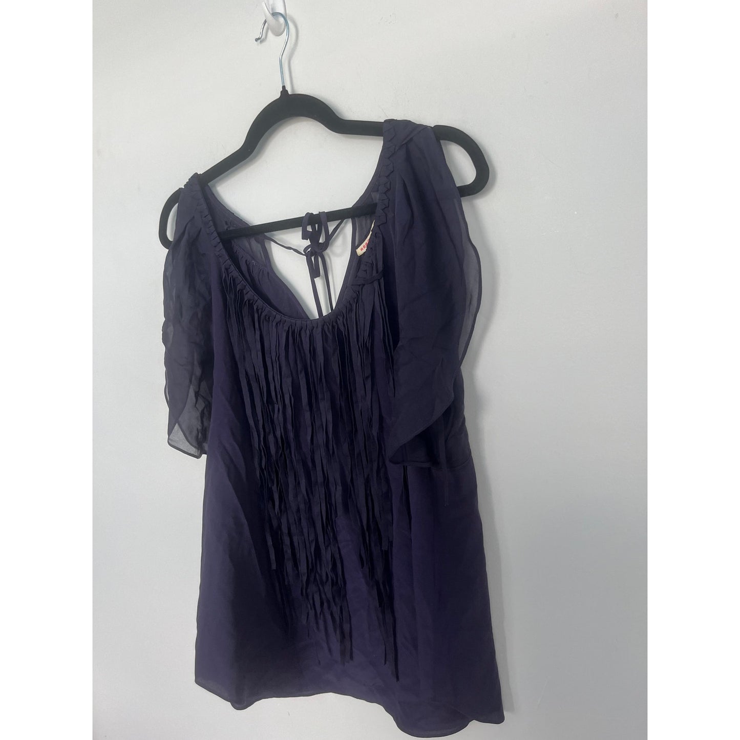 Rebecca Taylor Pleated Chiffon Blouse Women 4 Purple Flutter Sleeve Top