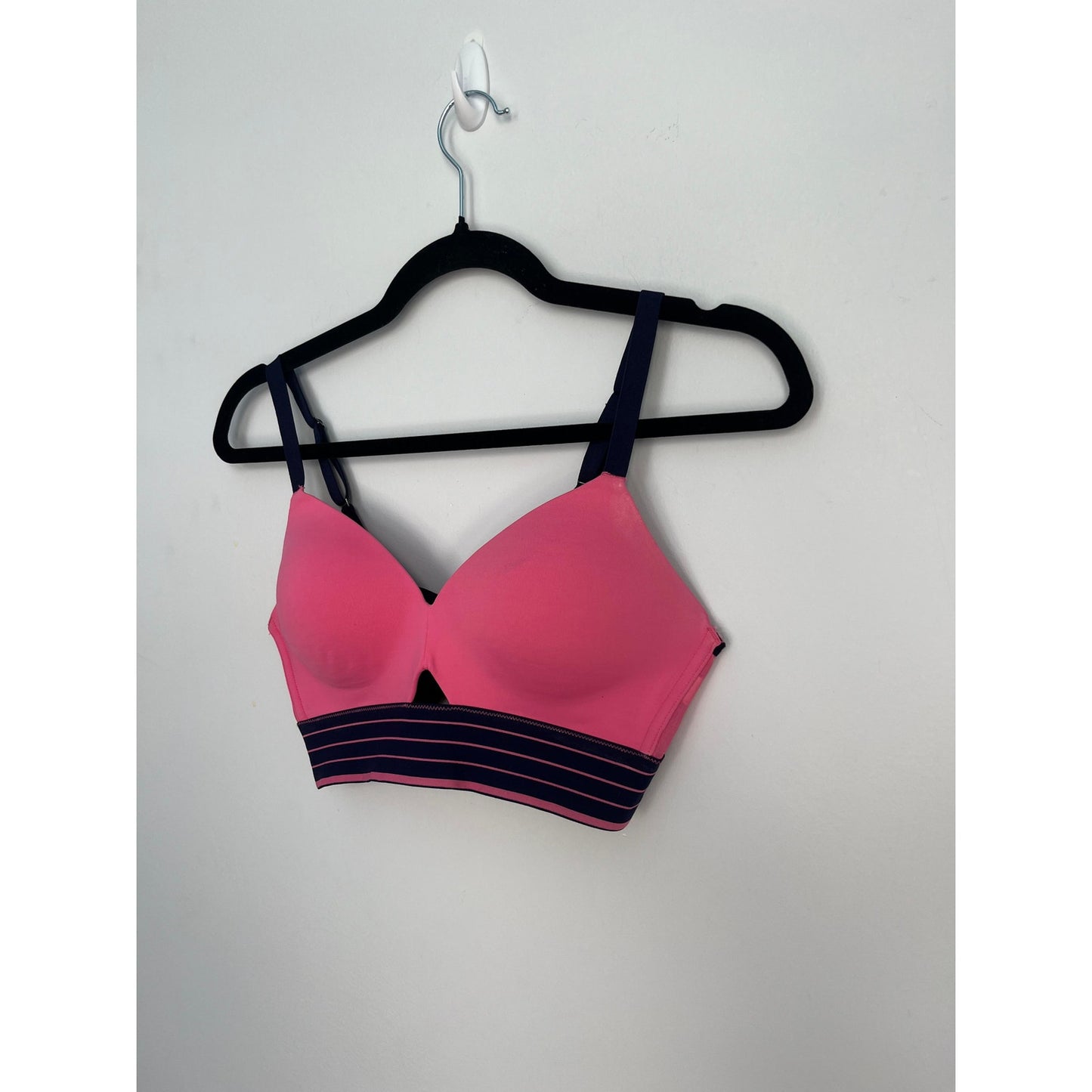Spanx Bralette Women S Pink Navy Striped Wireless Padded Stretch Bra