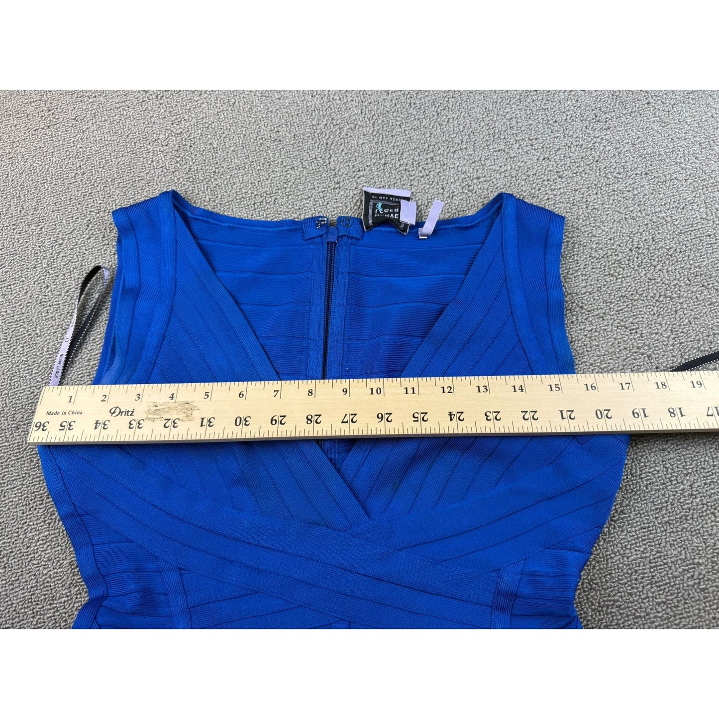 Hervé Léger Women's Medium Blue V Neck Dress Gown