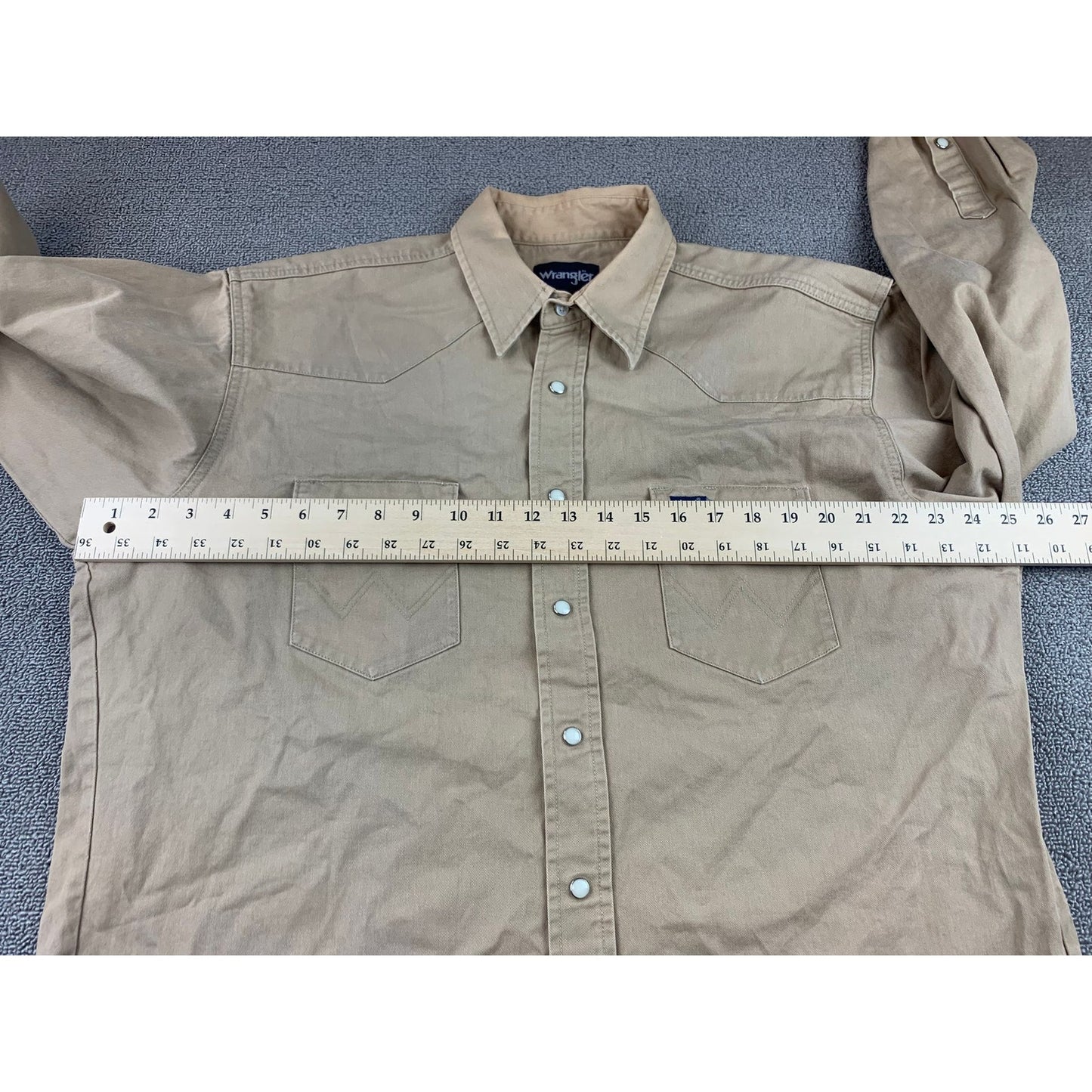 Vintage Wrangler Brush Popper Pearl Snap Western Shirt Men's Large Cotton