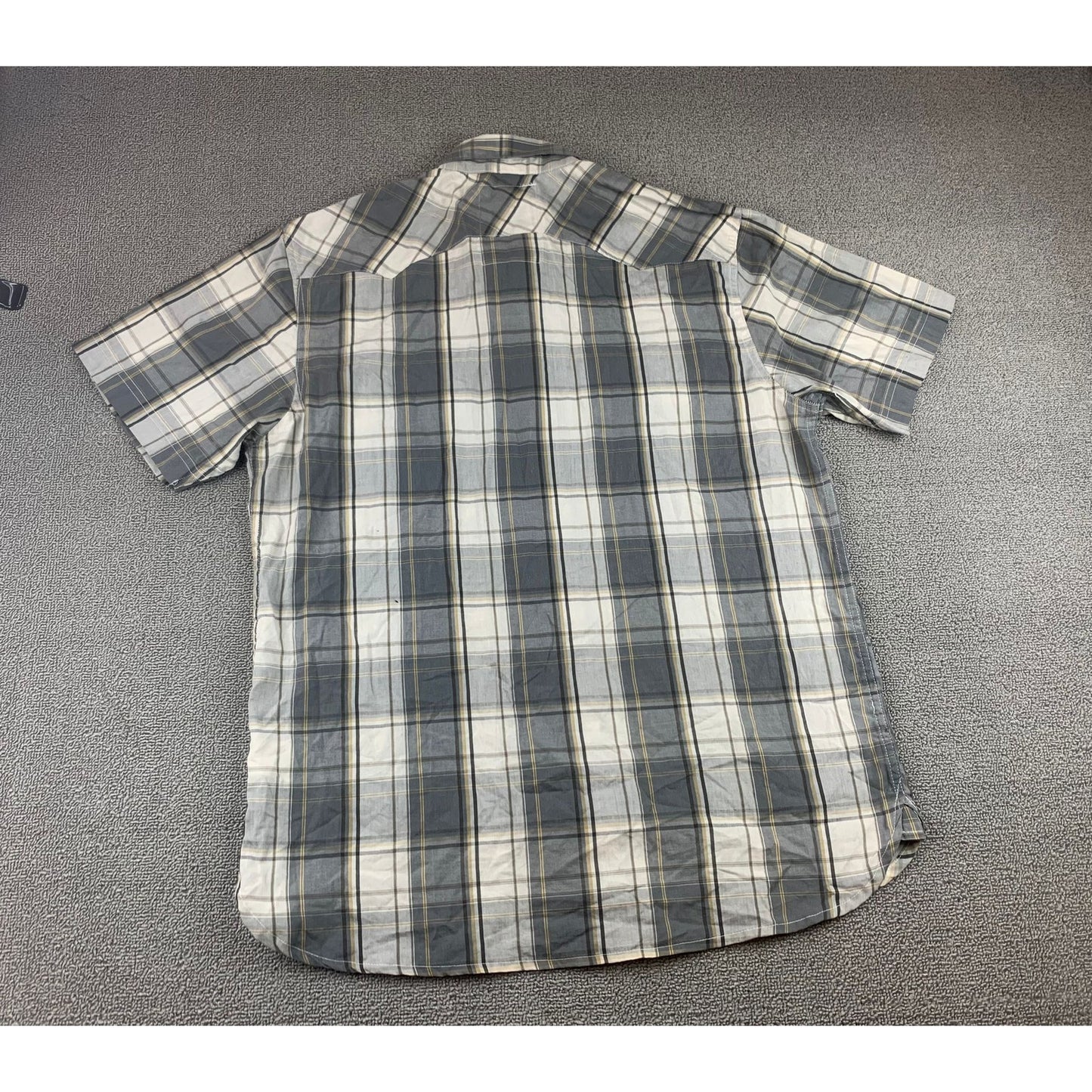 Levi’s Western Snap Shirt Men's L Gray Plaid Short Sleeve Pearl Snaps