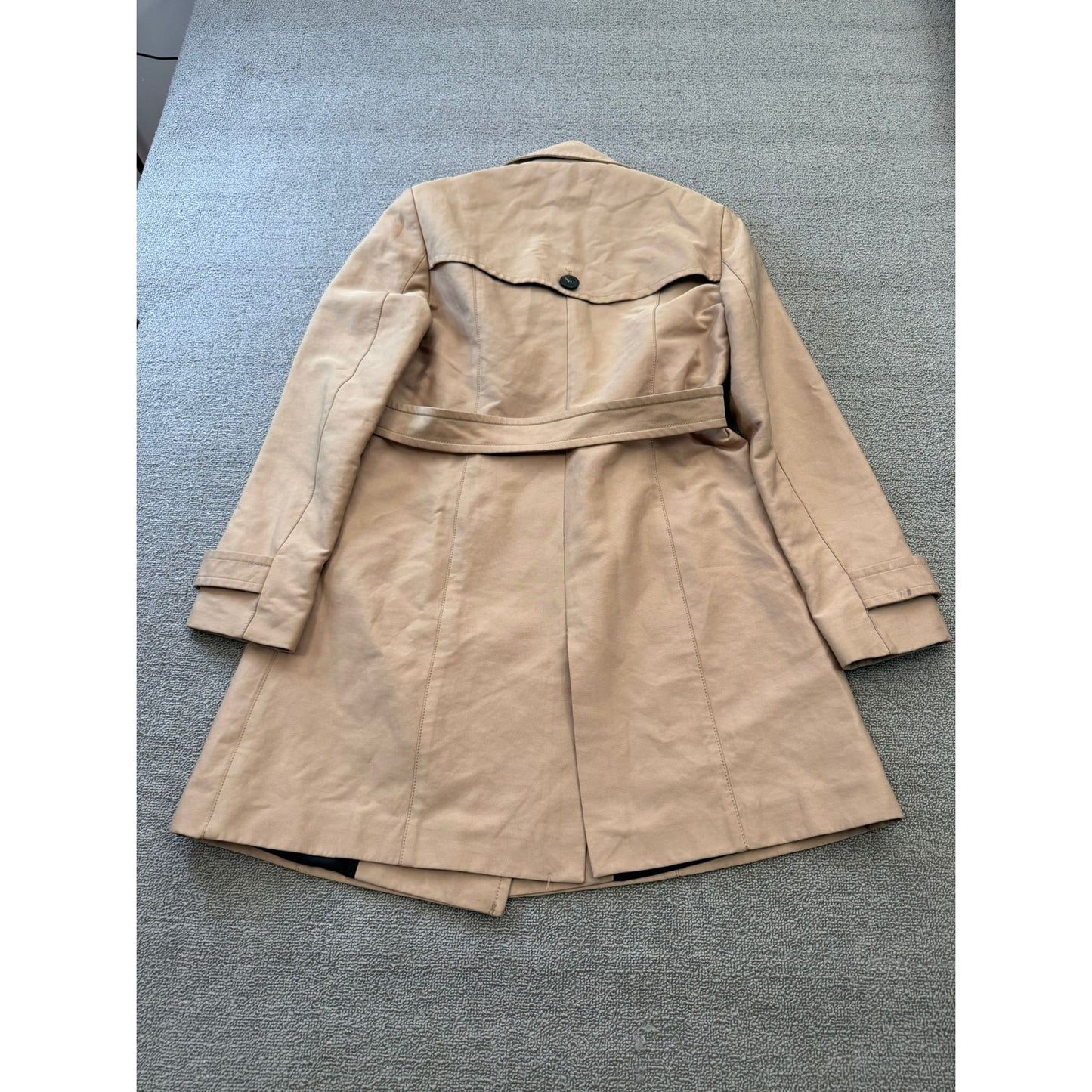 ZARA BASIC Women's Medium Beige Double-Breasted Trench Coat