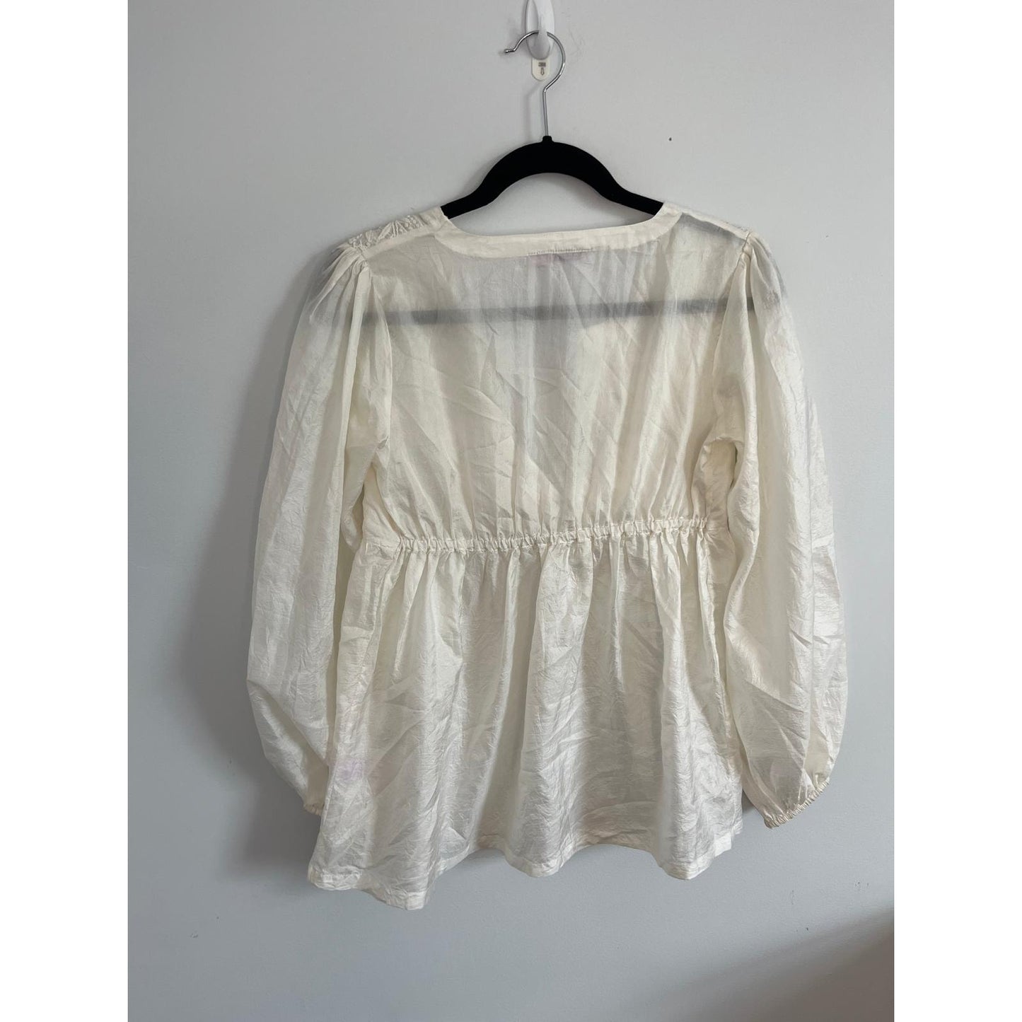 Calypso Embroidered Blouse Women XS Ivory Peasant Boho Cotton Top