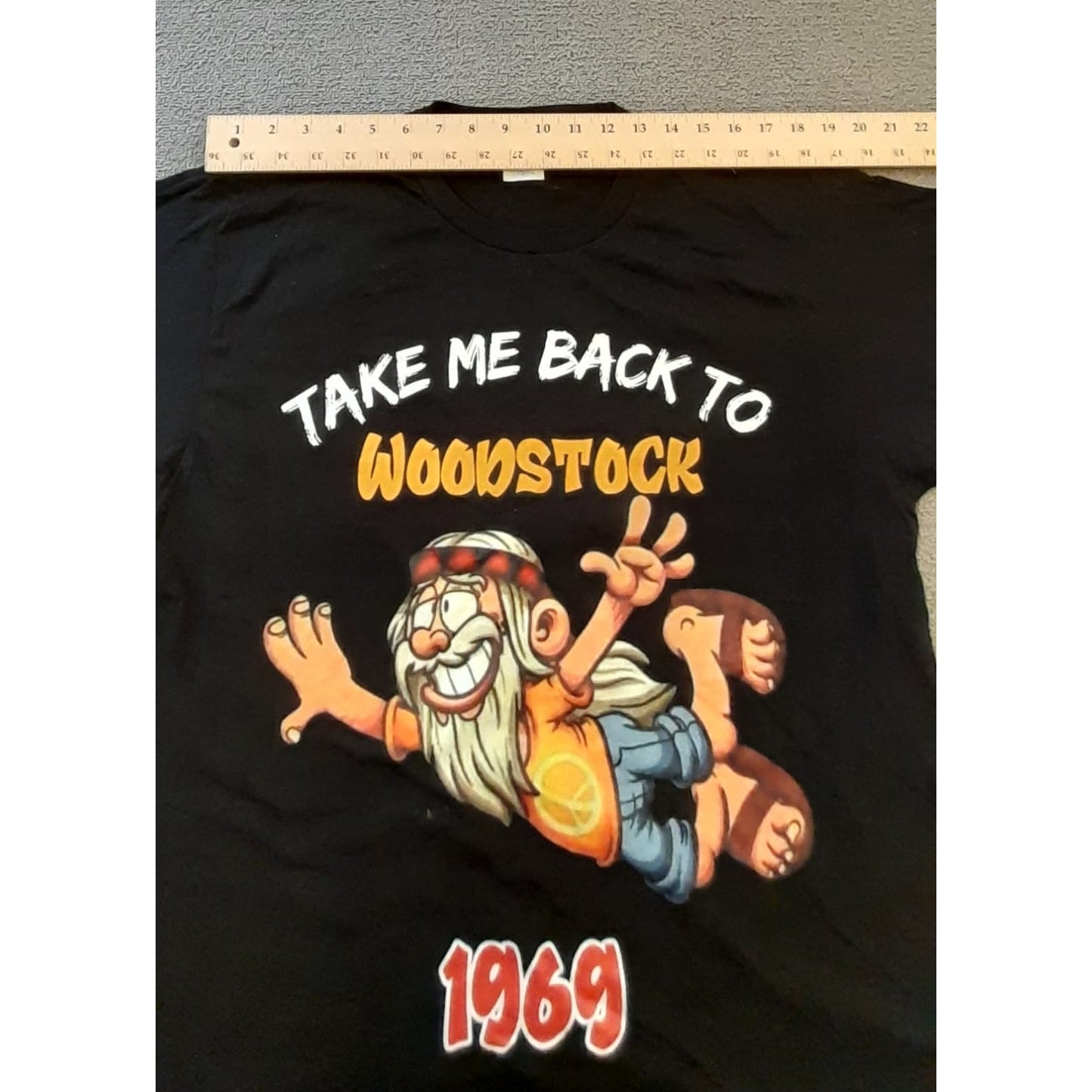 Port & Company Mens L Black Woodstock 1969 Graphic T Shirt