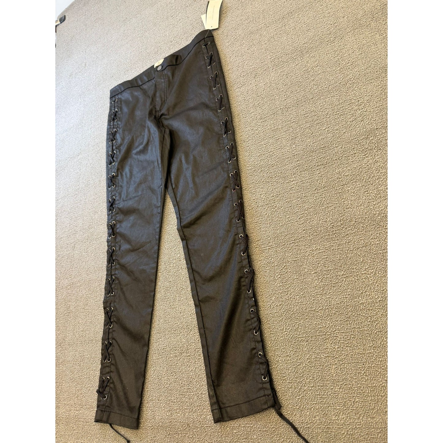 French Connection Women's Size 8 Black Coated Lace Up Pants