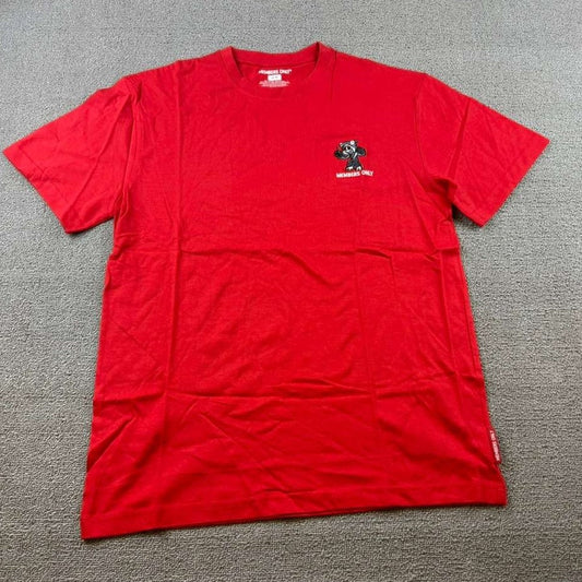 Members Only T Shirt Men M Red Embroidered Scary Bear Graphic Streetwear Cotton