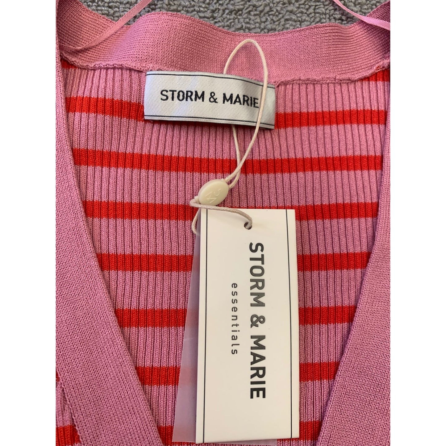Storm & Marie Women's Large Pink Red Striped Knit Blouse