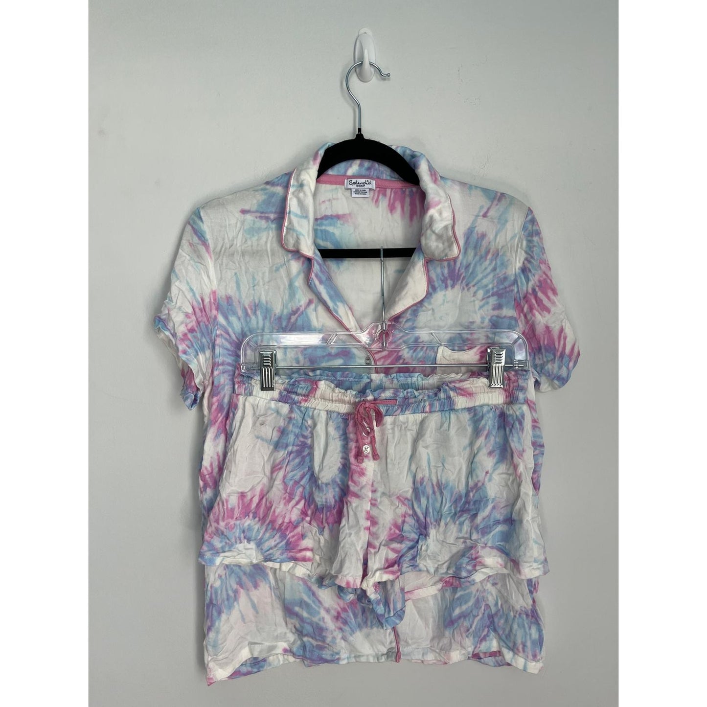 Splendid Tie Dye Pajama Set Women Small Short Sleeve Button Top Shorts