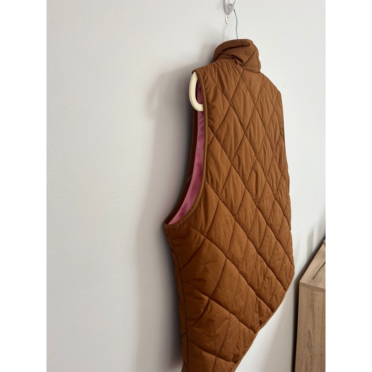 J.Crew Quilted Vest Womens Large Brown Puffer Sleeveless Zip Gold Snap Outdoor