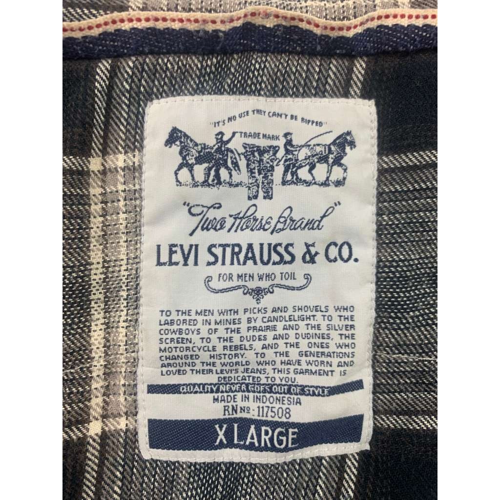 Levi's Men's XL Gray Pearl Check Western Shirt with Snap Buttons Country Cowboy
