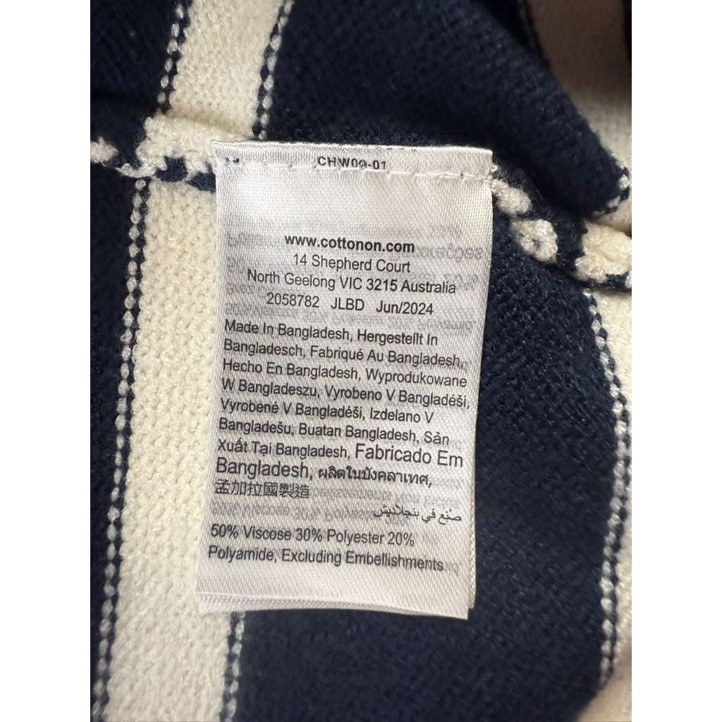 Cotton On Lux Collared Polo Sweater Women S Navy White Stripe Cropped Preppy