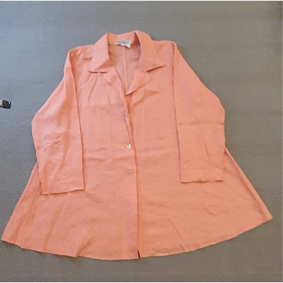 Salvatore Ferragamo Womens Linen Salmon Peach Button Jacket/Shirt
