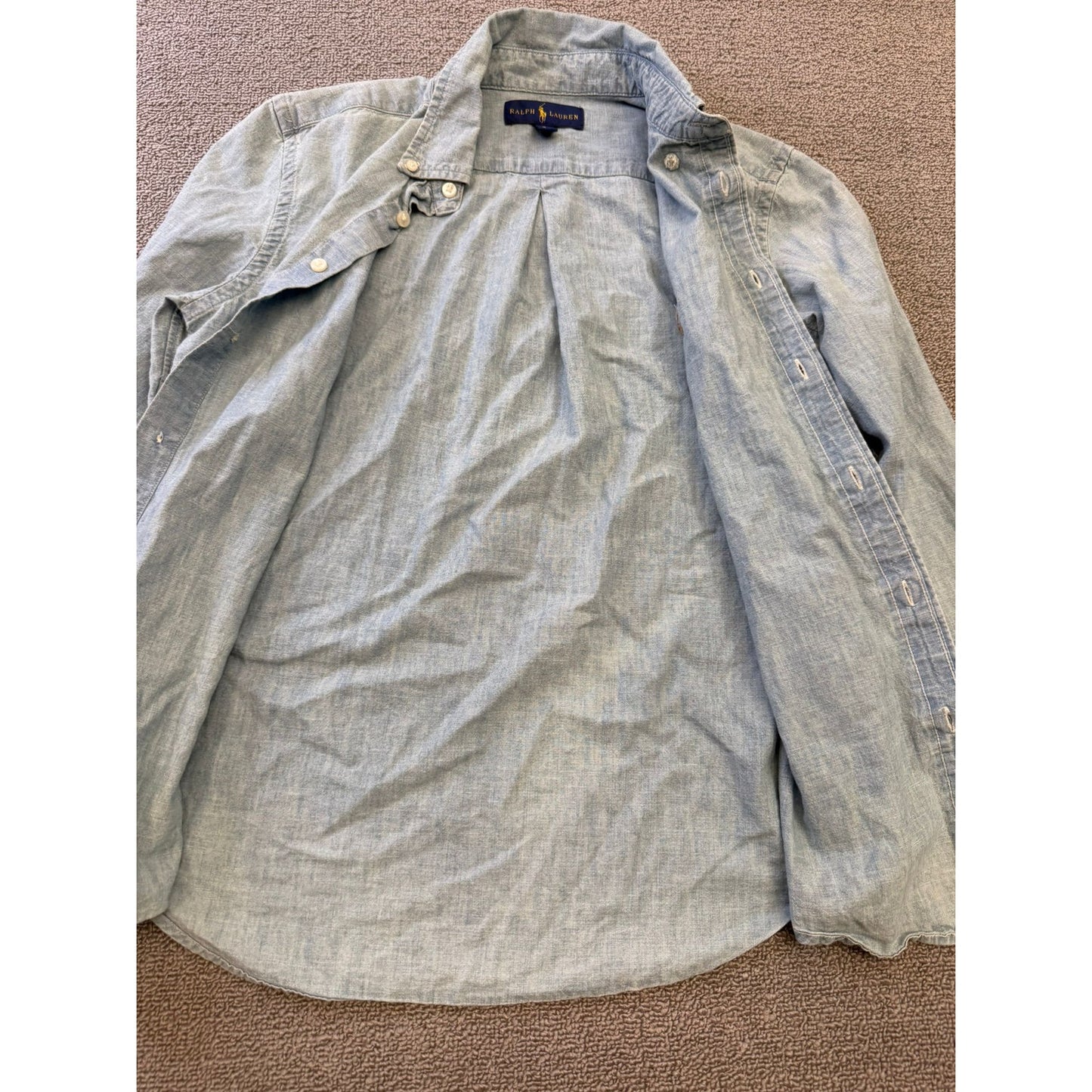 Ralph Lauren Men's 16 Blue Button-Down Chambray Shirt