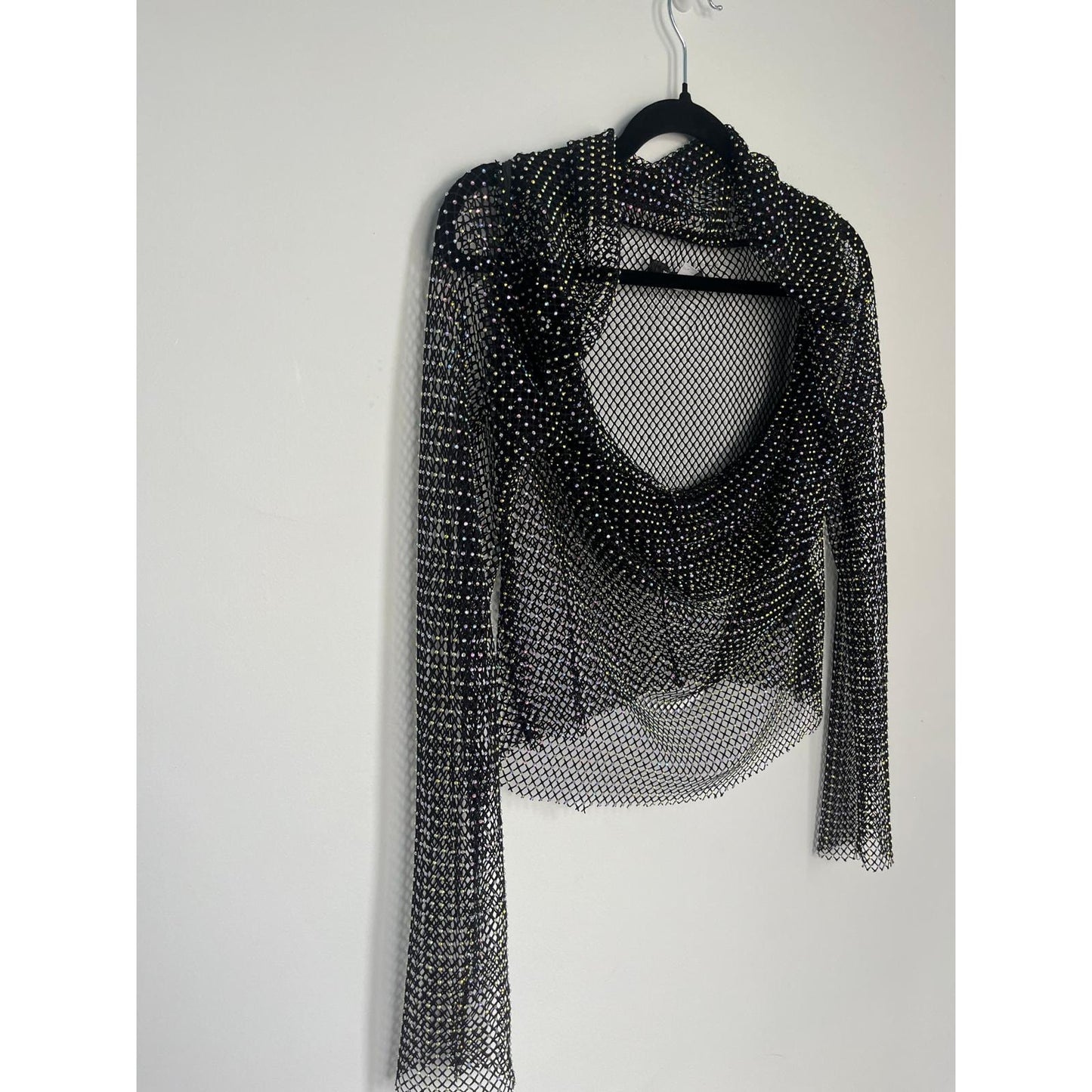 Urban Outfitters Mesh Rhinestone Sheer Top Women XL Festival Clubwear
