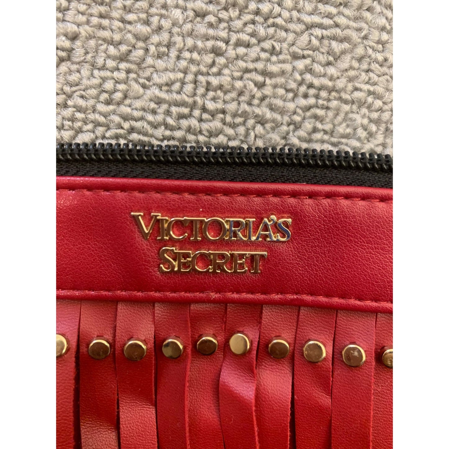 VICTORIA'S SECRET Women Red Gold Fringe Crossbody Bag