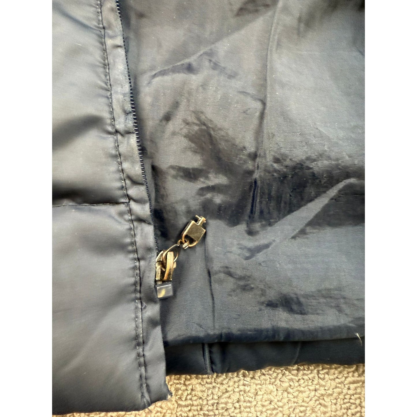 Nautica Women's Medium Navy Blue Hooded Fur Trim Puffer Coat