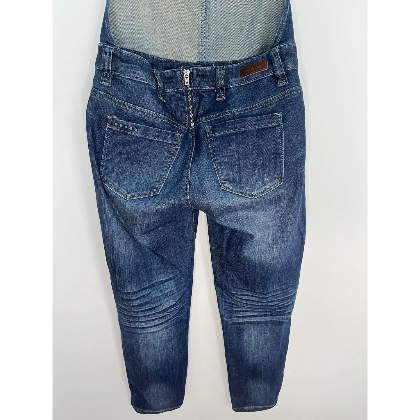 BlankNYC Denim Overalls Women 27 Blue Medium Wash Adjustable Straps Zippered Bib