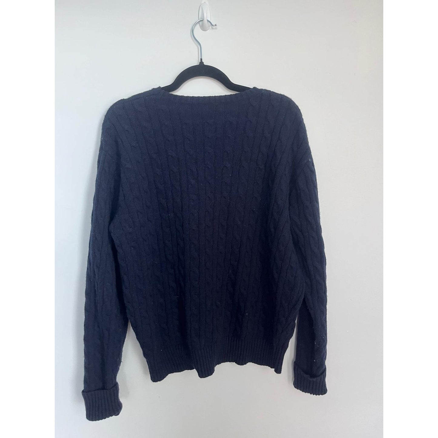St George Cable Knit Sweater Men S Navy Blue Pullover Classic Winter