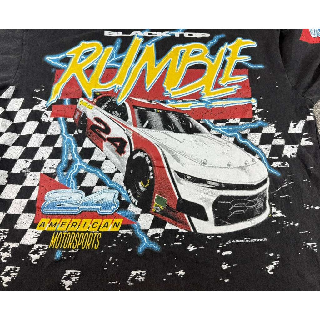 PacSun Blacktop Rumble AMERICAN MOTORSPORT NASCAR Graphic Black Large T Shirt