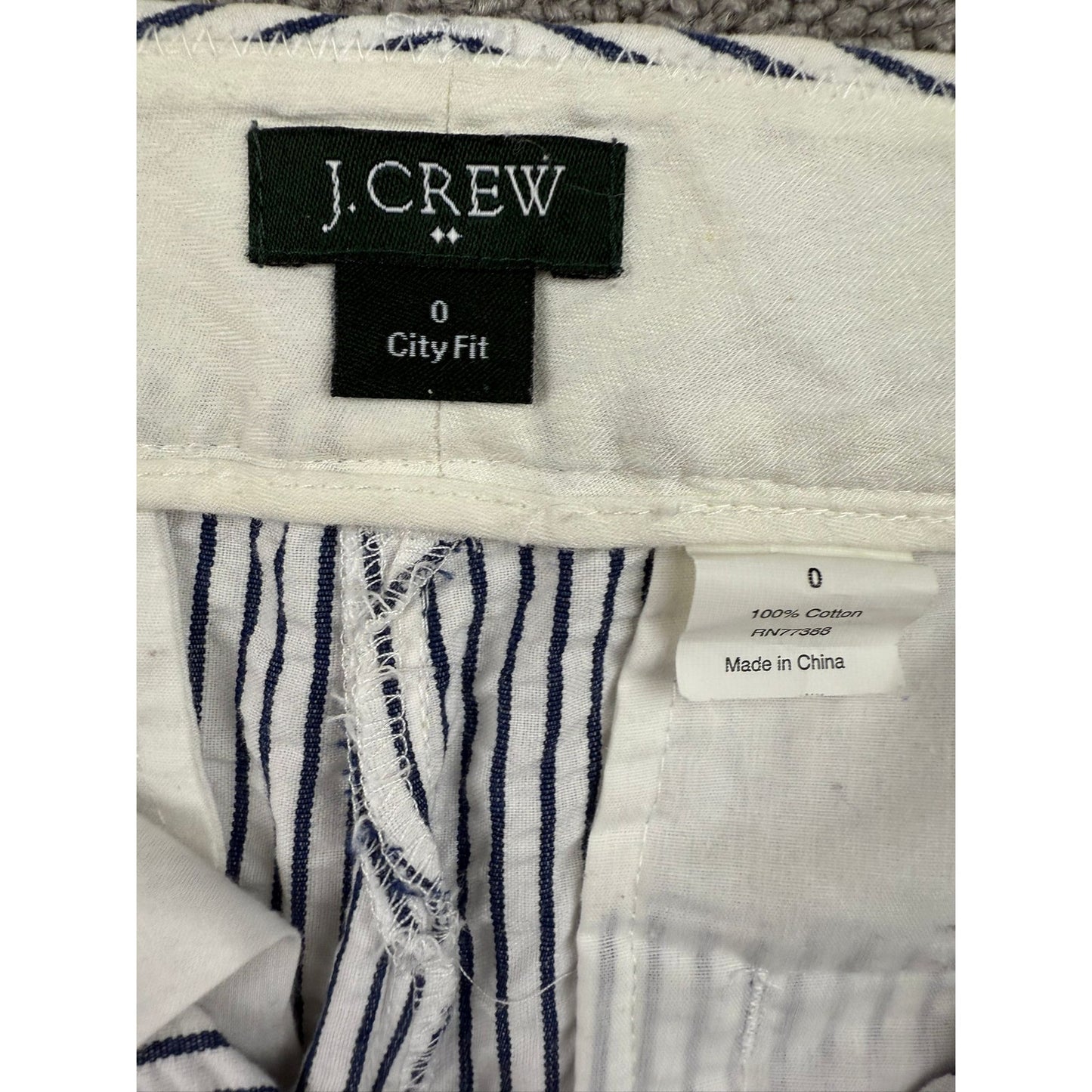 J. Crew Women's 0 Blue White Striped City Fit Bell Bottom Pants