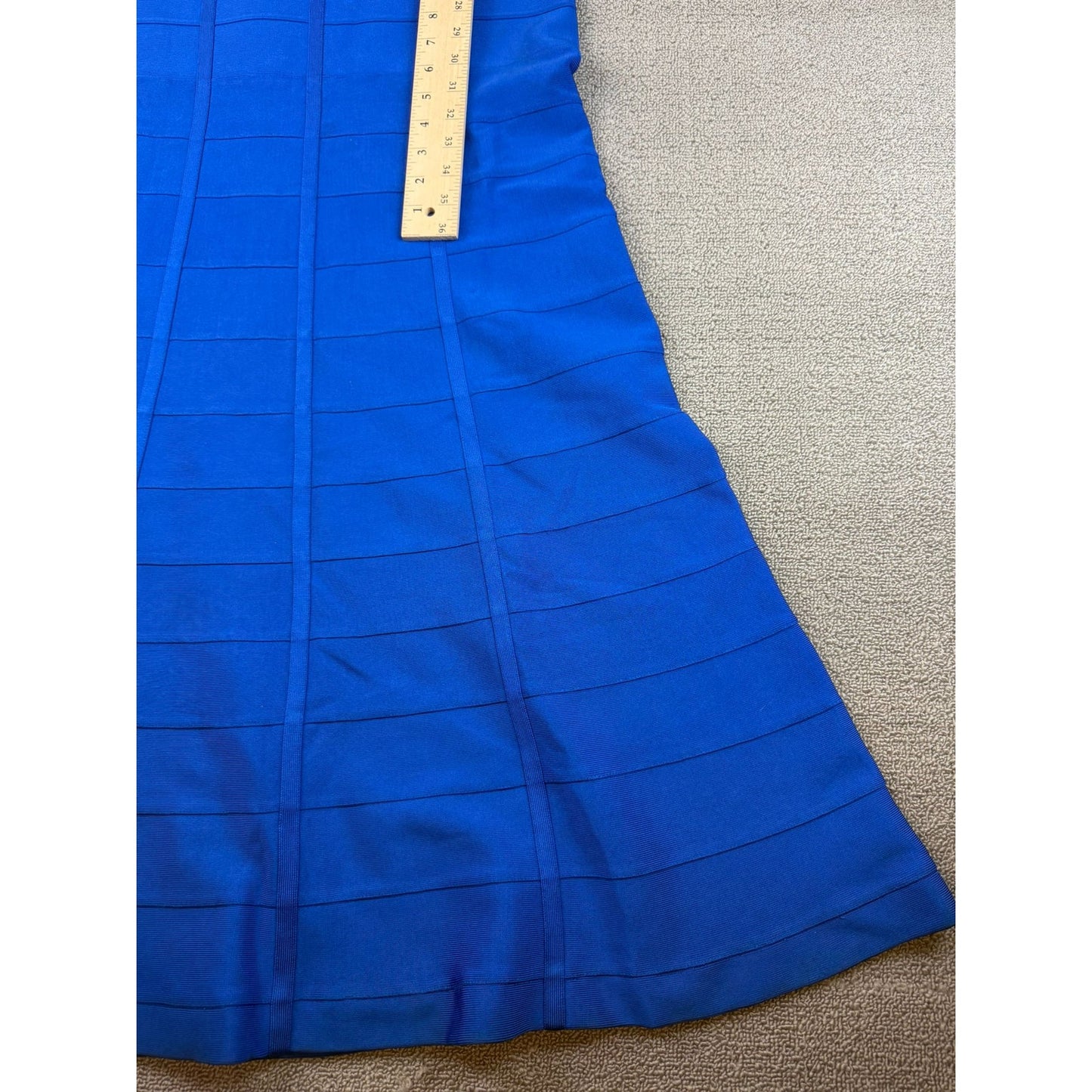 Hervé Léger Women's Medium Blue V Neck Dress Gown