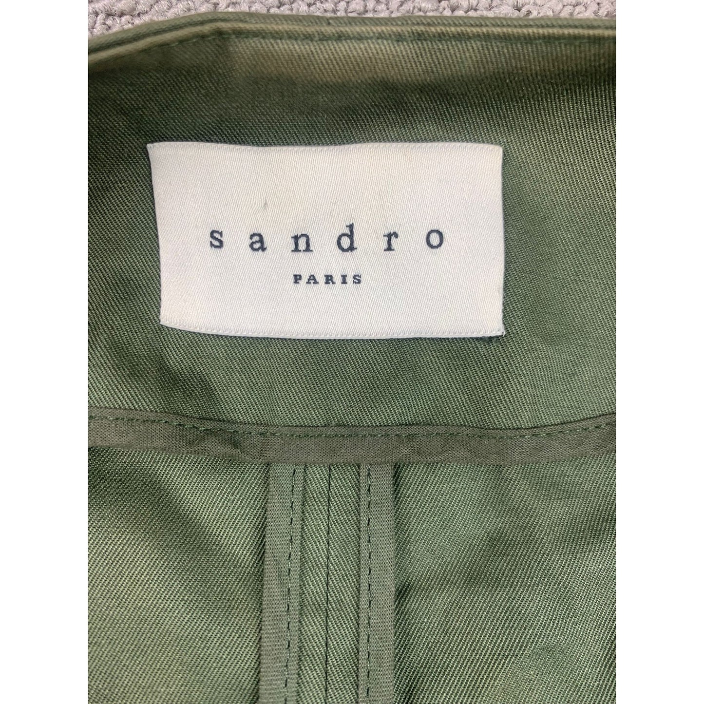 Sandro Paris Women's 36 Belted Green Trench Coat 100% Cotton