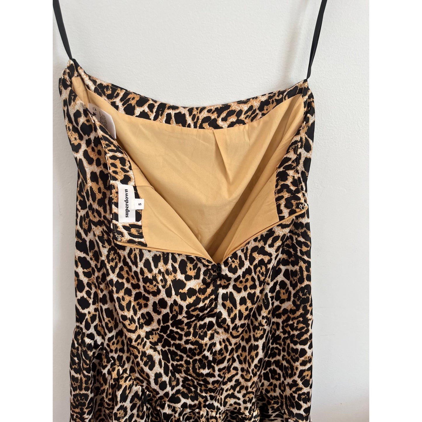 Superdown Leopard Print Ruffle Mini Dress Women S Spaghetti Strap Flowy Hem