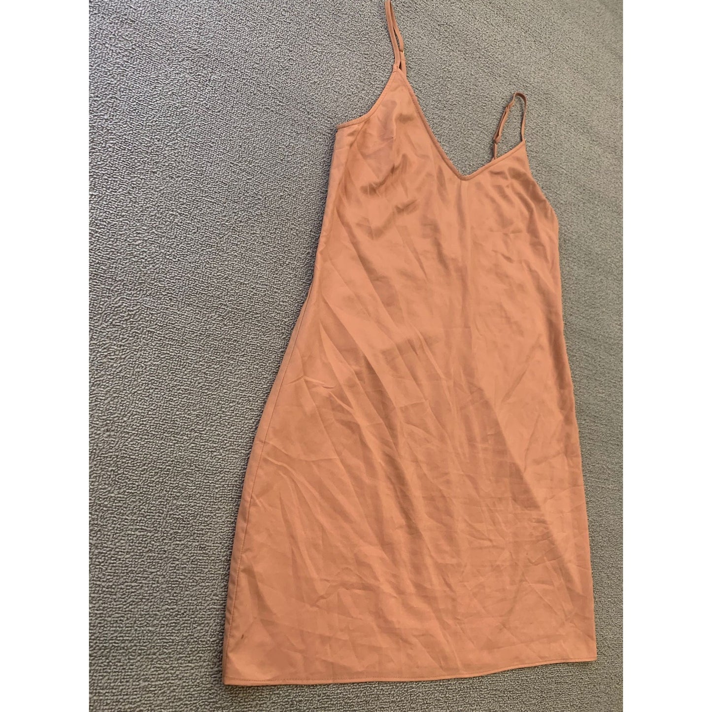 Staud Women's L Peach Orange V-Neck Slip Dress Adjustable Straps