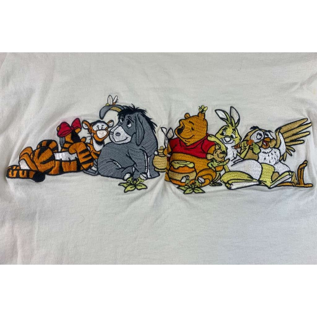 VINTAGE Disney Winnie the Pooh Shirt S/M White 90s Graphic T Embroidered Cartoon