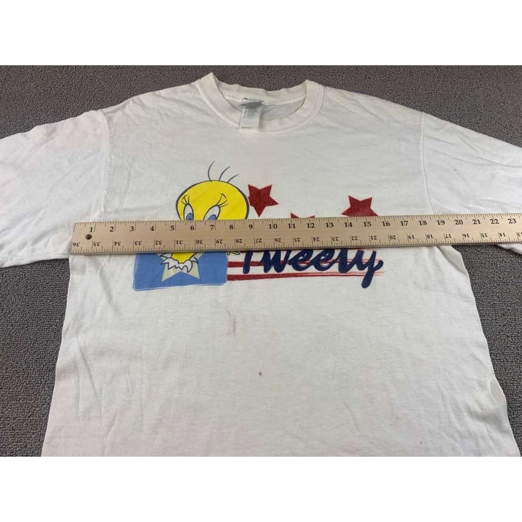 Vintage Looney Tunes Shirt Women's M Tweety Bird American Fireworks Star Cartoon