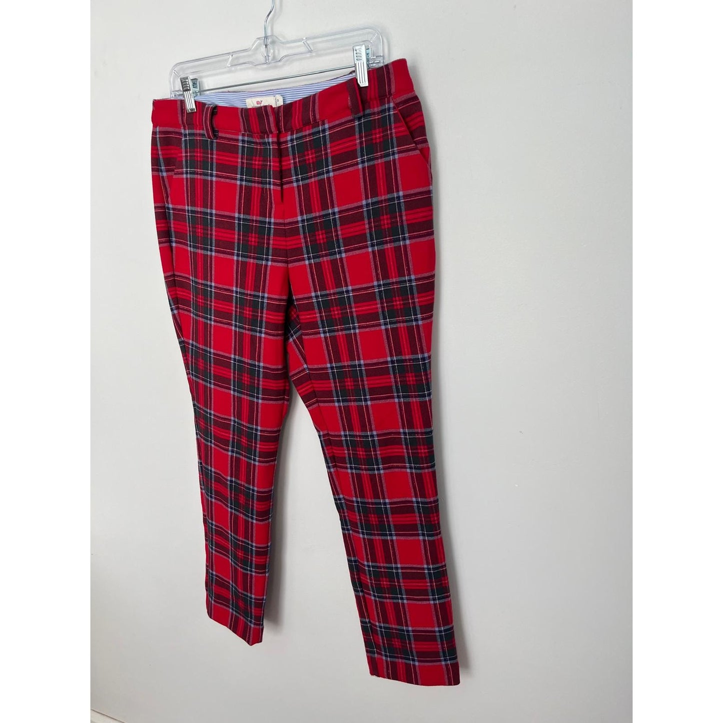 Vineyard Vines Plaid Pants Women Size 10 Red Tartan Straight Leg Preppy