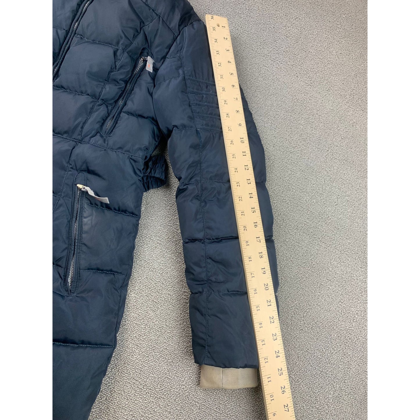 Snowimage Women's Small Navy Blue Belted Puffer Winter Coat