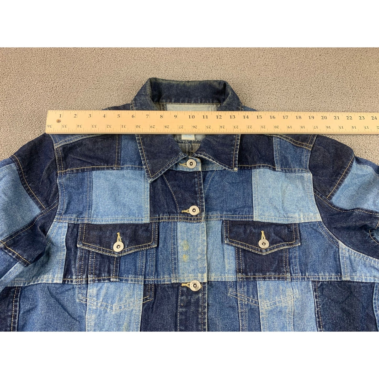 Vintage LA BLUES Women's 22/24 Dark Navy Blue Patchwork Denim Jacket